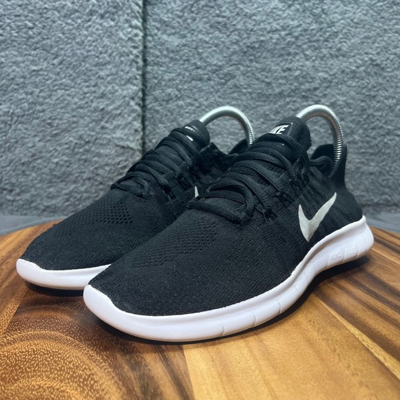 Nike Free RN Flyknit 2017 Women's Running Shoes Sneakers Black White Size 7 - Picture 7 of 12